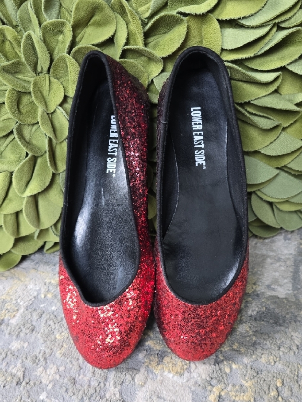 LOWER EAST SIDE Red Glitter Ballet Flats Women's Size 7.5 - Picture 15 of 15